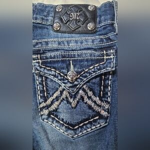 MissMe Destroyed Embellished Boyfriend Capri Jeans Sz 26
